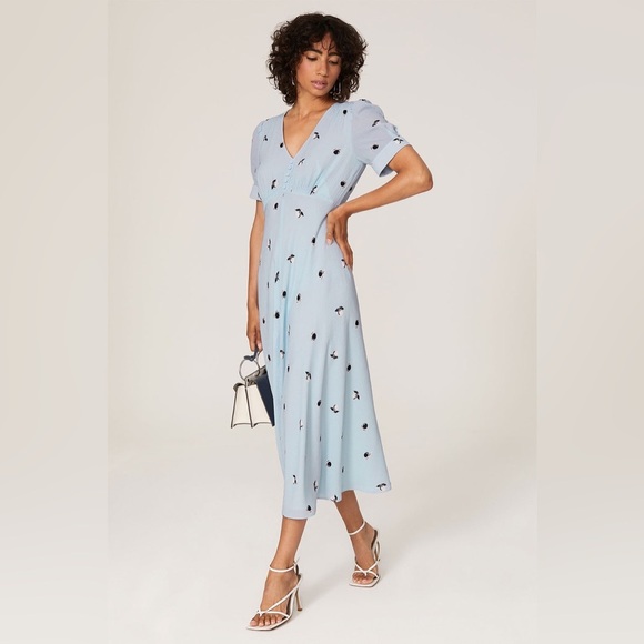 Jason Wu Blue Fruit Printed V-Neck Dress size 14